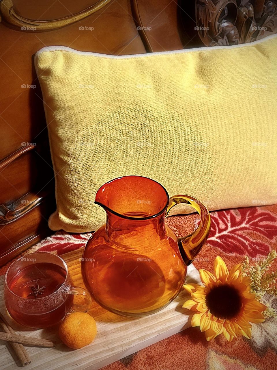 Fall Colors Breakfast Tea in Bed