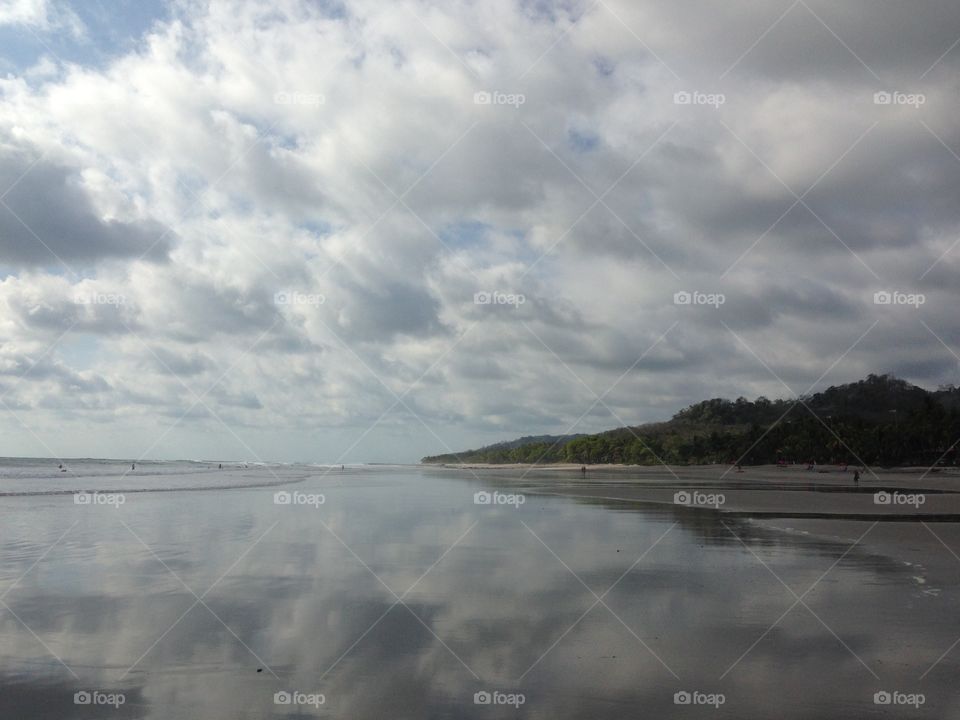 Reflection on beach. Malpais, Costa Rica