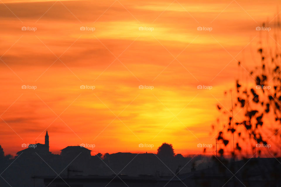 Red Sunset - Albate, Como, Italy.