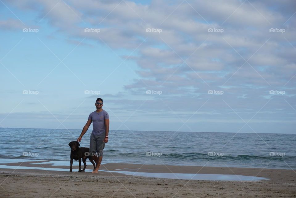 Beach#walk#human#dog