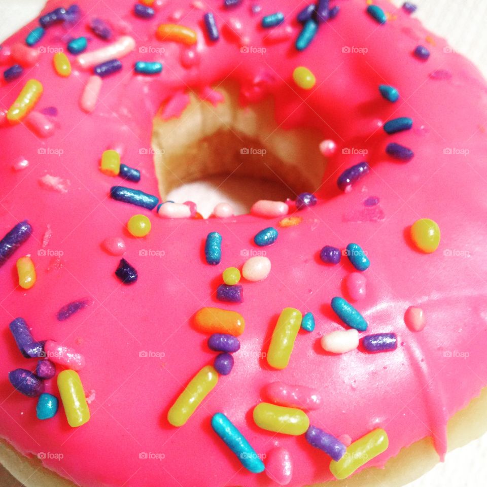 Extreme close-up of donut