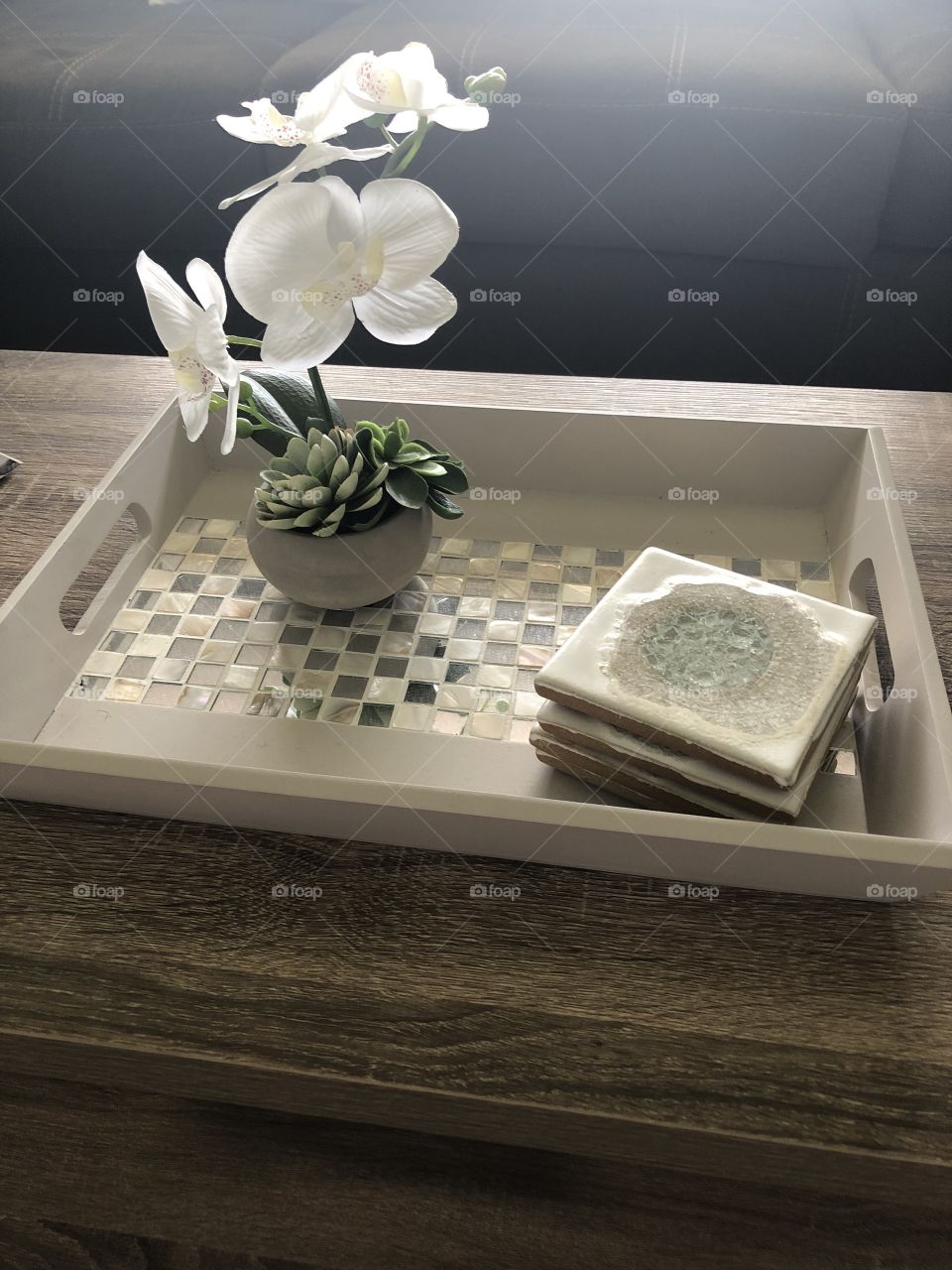Nice accent tray on a coffee table