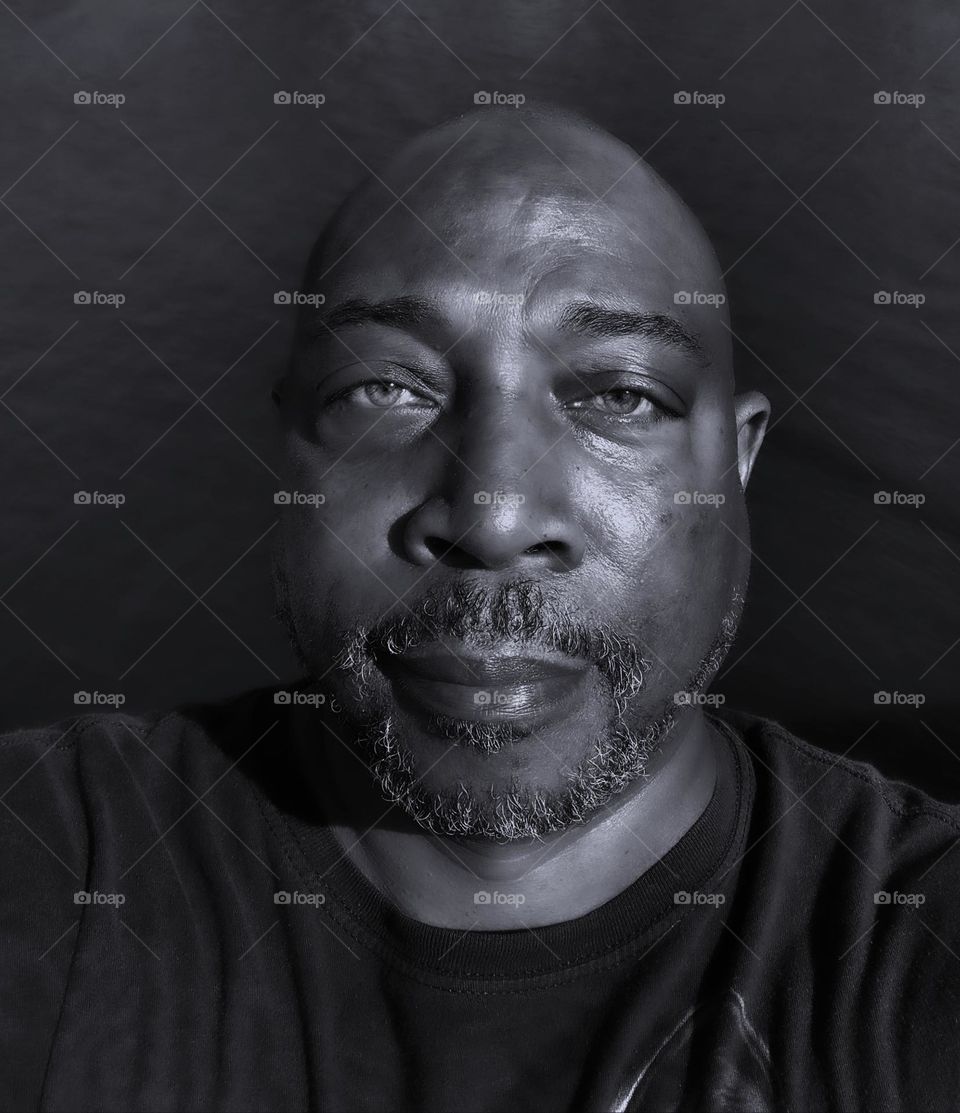 Black-and-white portrait of a man