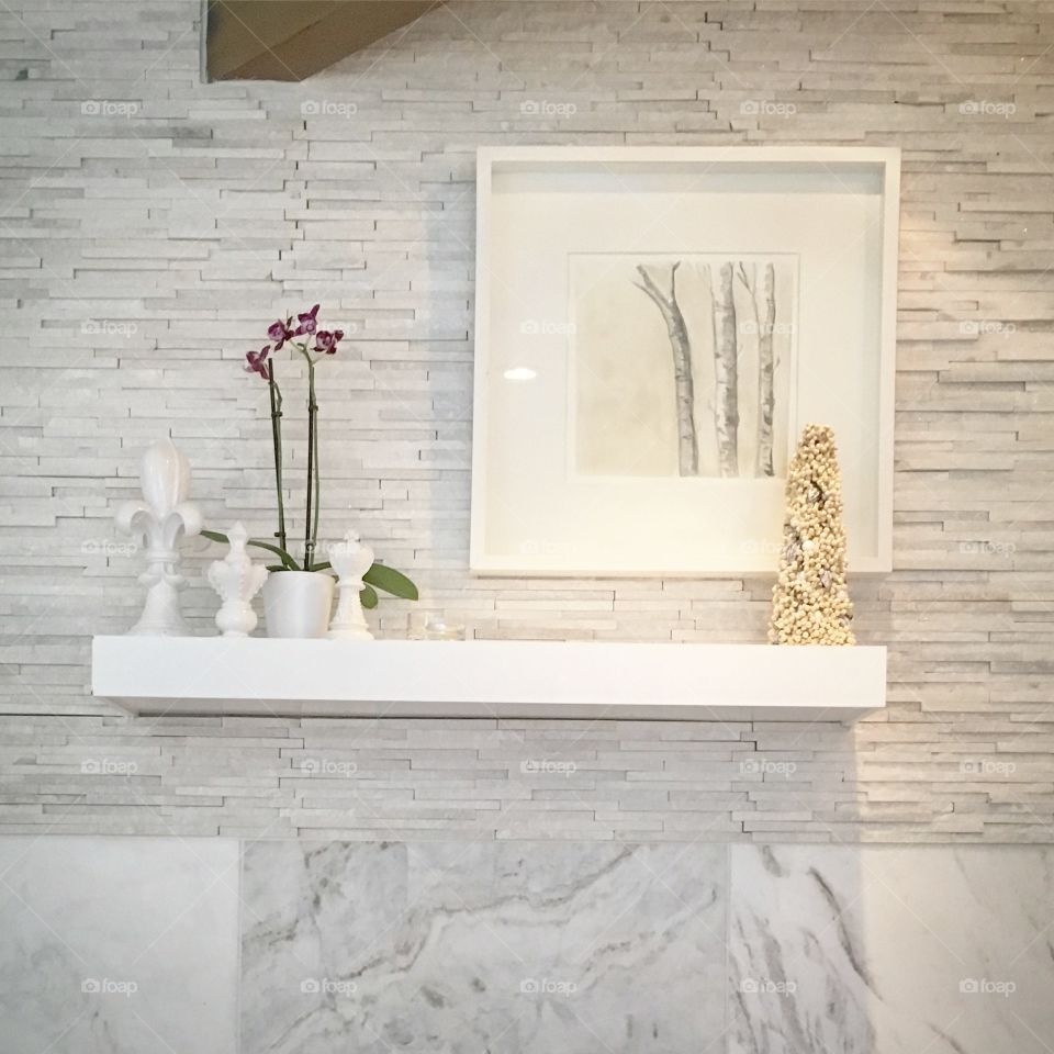 Quartzite, Phaleanopsis Orchid and Birch 
