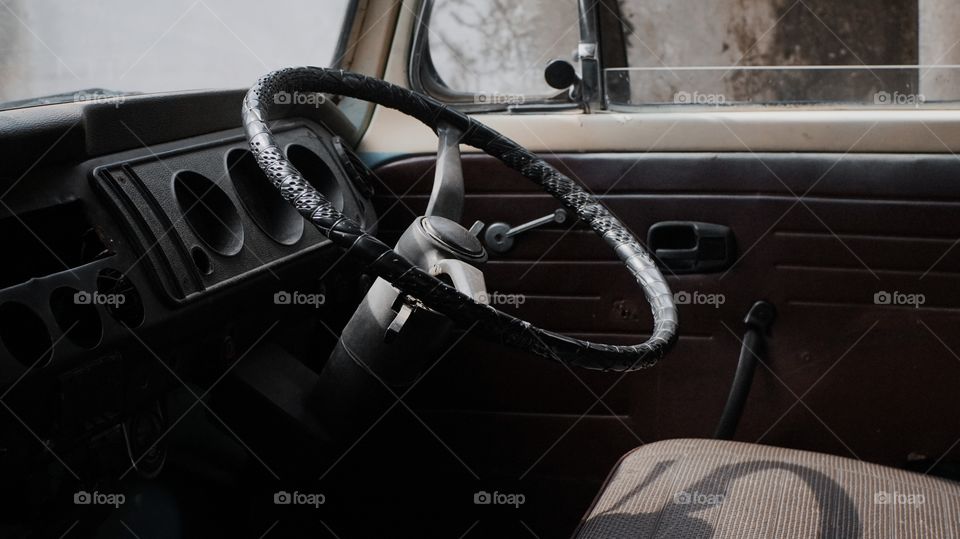Old car steering wheel