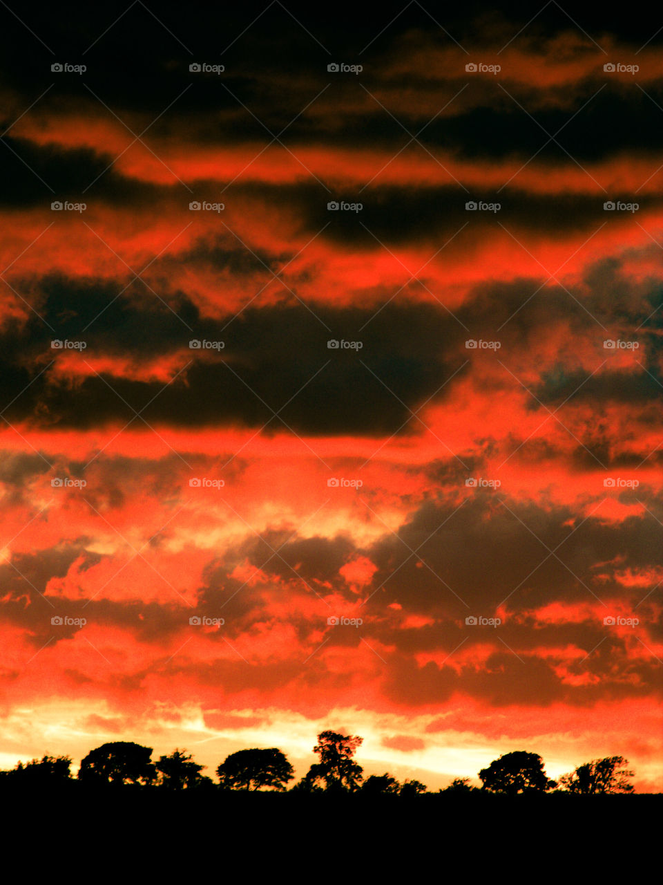 Sky on fire over Newtown Powys Wales