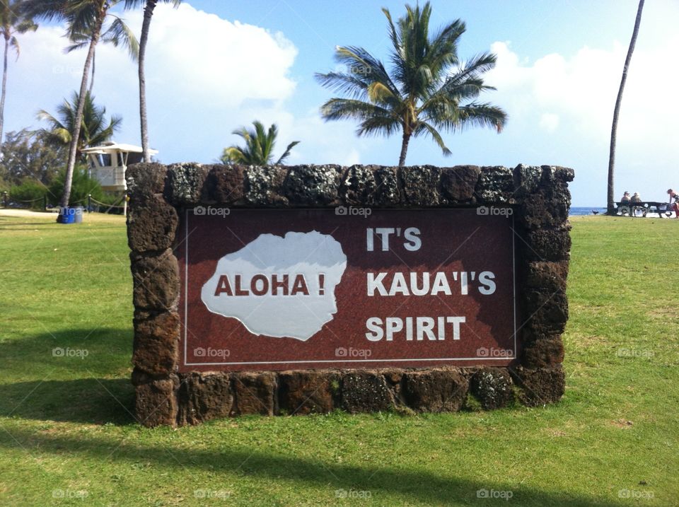 Aloha sign on Kaua'i Beach
