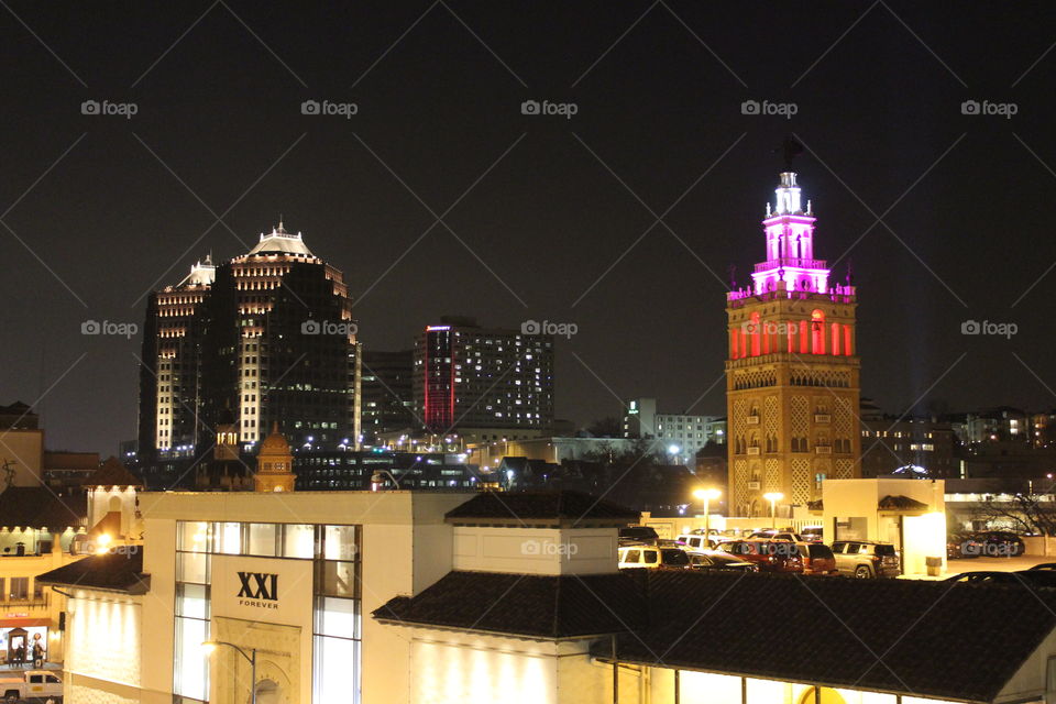 Night View of Kansas City, Missouri, Country Club Plaza