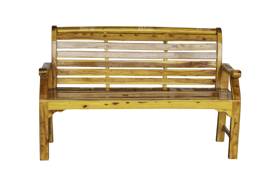 Isolated Wooden chairs For sit and relax with a beautiful wood grain on a white background with clipping path.