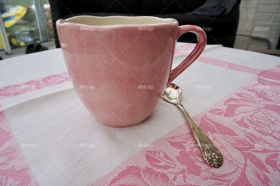 Coffee cup on table