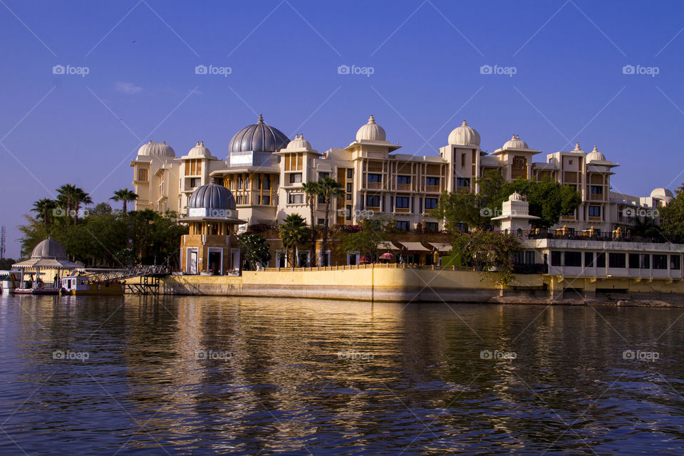 Buildings by the lake pichola, Udaipur, Rajasthan, India