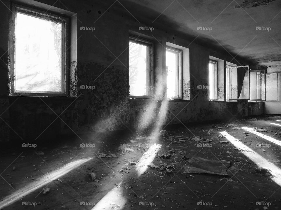 Shadows and light in the abandoned room