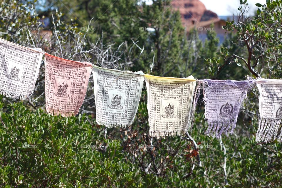 Prayer flags at Amitabha Stupa and Peace Park in Sedona, Arizona