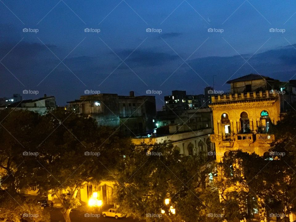 Sunset in Havana Cuba . Buildings at sunset in Havana Cuba 