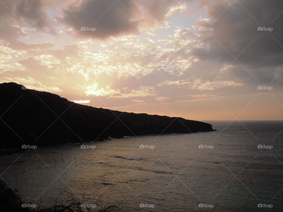 Sunrise over Hanauma Bay.  