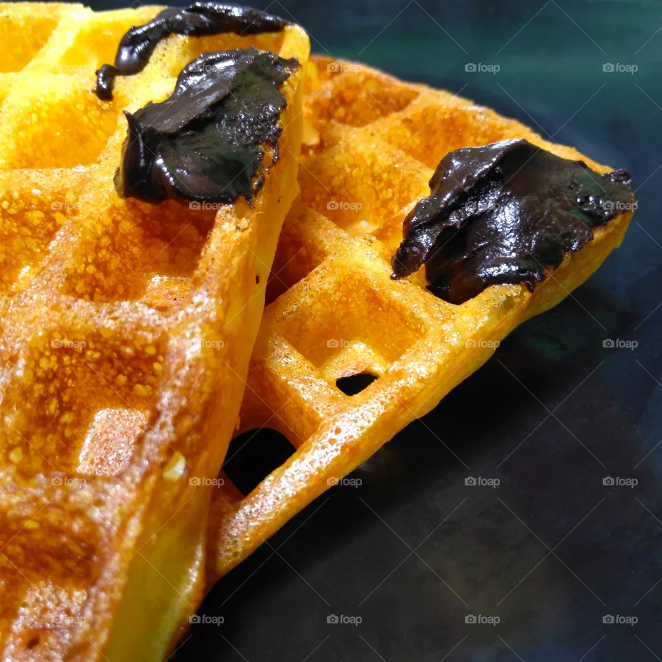 Delicious waffle on the table