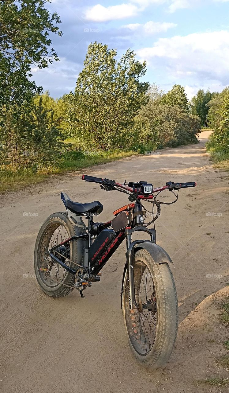 bike on a rural road beautiful nature landscape