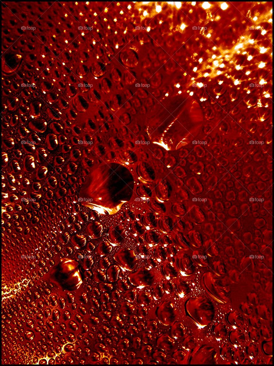 Red water droplets close up shoot colorful background summer feeling liquid bubbles macro picture