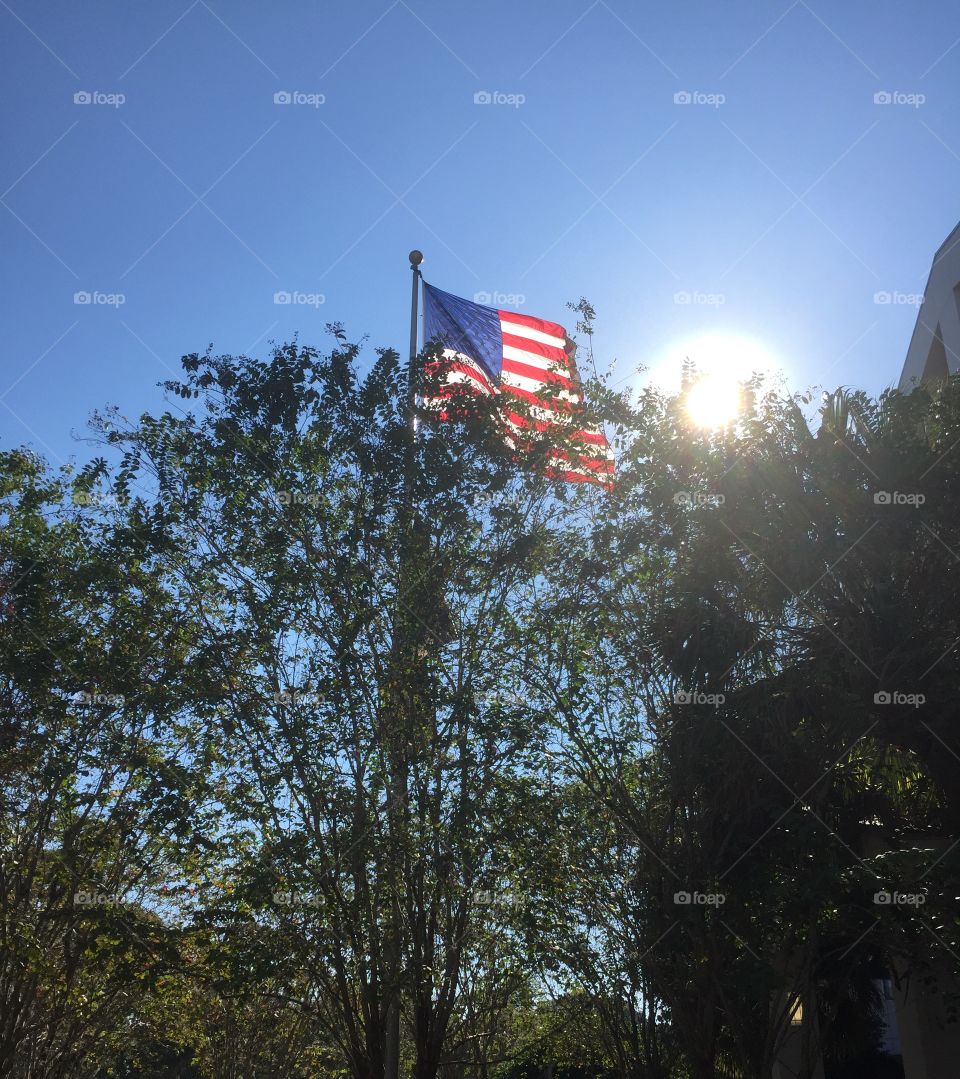 American flag glory waving proudly at VA Administration 