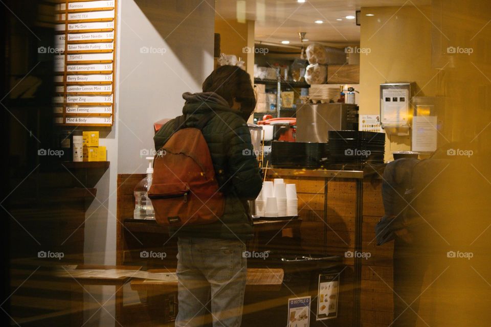 Through a coffee shop window in Washington DC