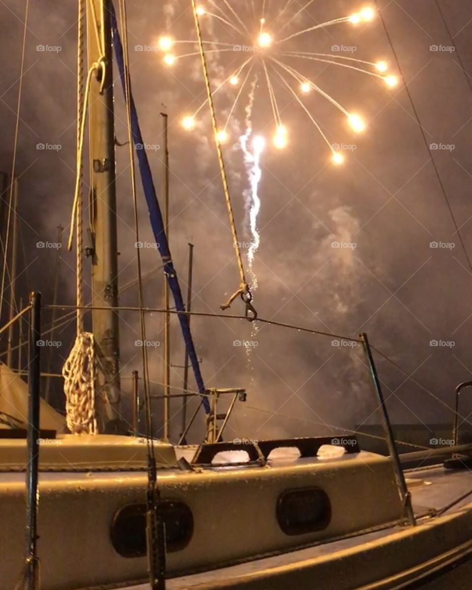 Sailboat fireworks 