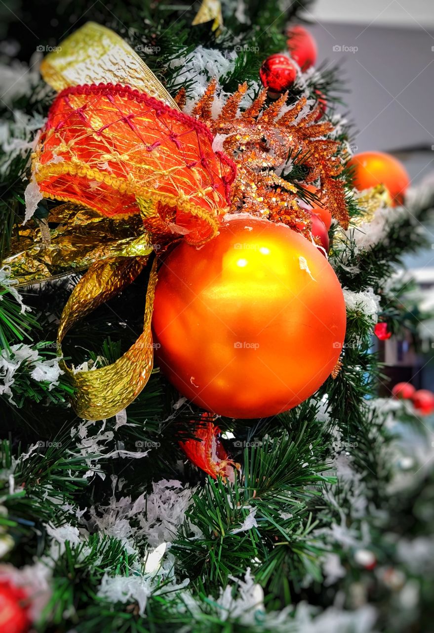 Christmas decorations on a Christmas tree