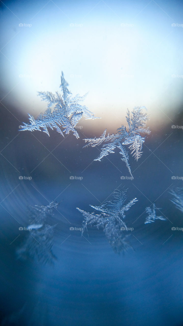 Close up of frost on a window