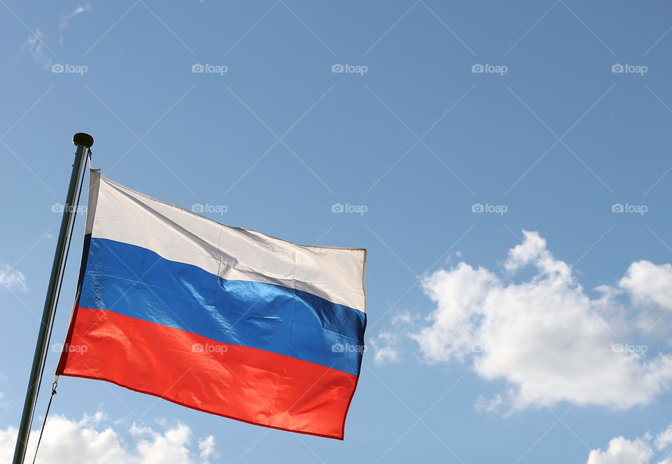 Flag of Russia at the sky