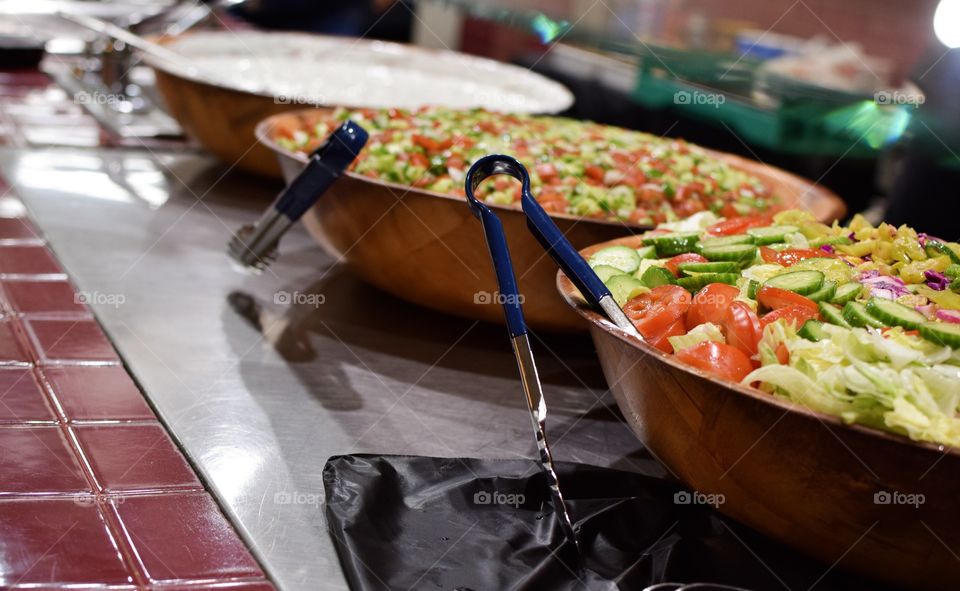 Fresh and tasty Salsa,Salad, and Cucumber Dressing buffet style