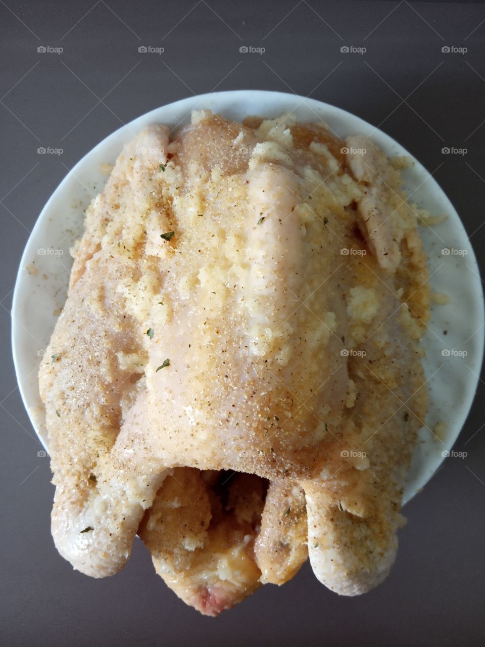 steam whole chicken with minced garlic and salt.