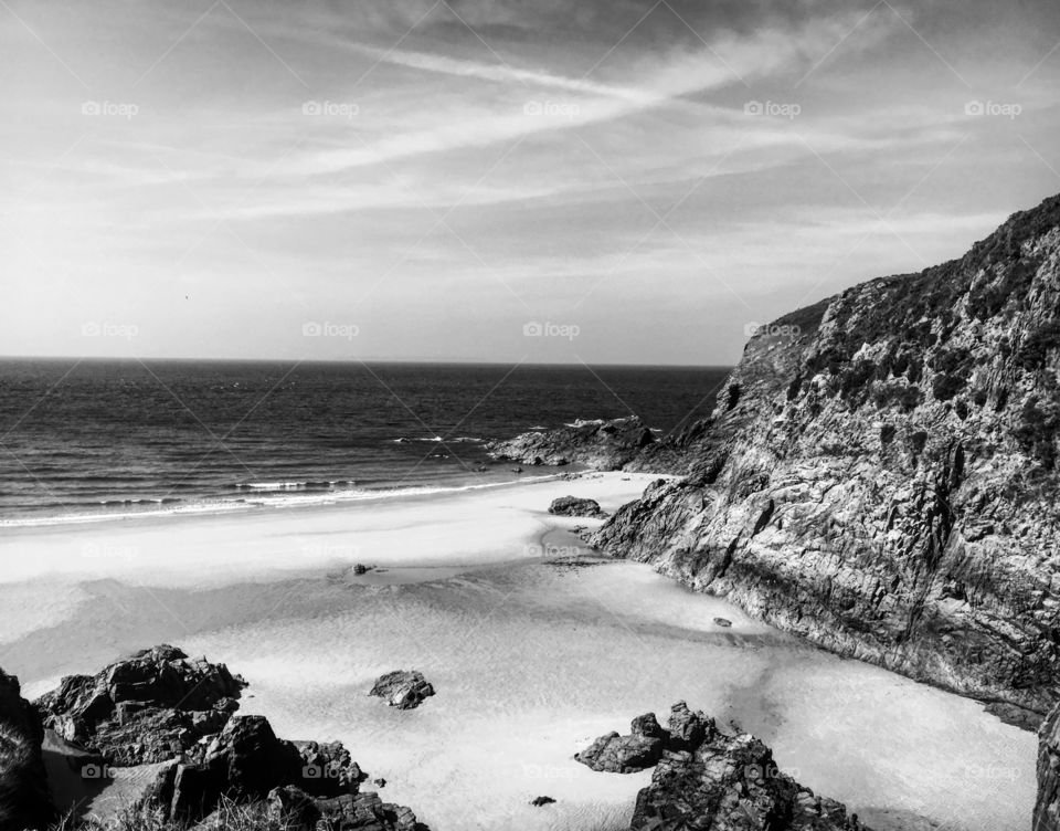 Black and white beach photo 