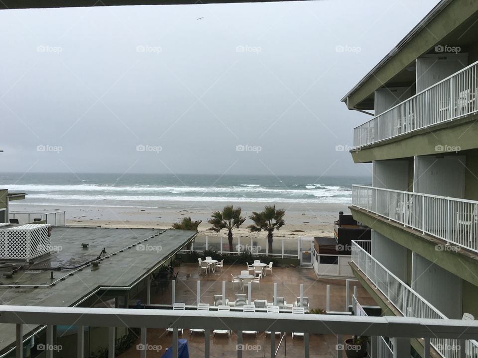 View of the Pacific Ocean from the Surfer Beach Hotel in San Diego, CA