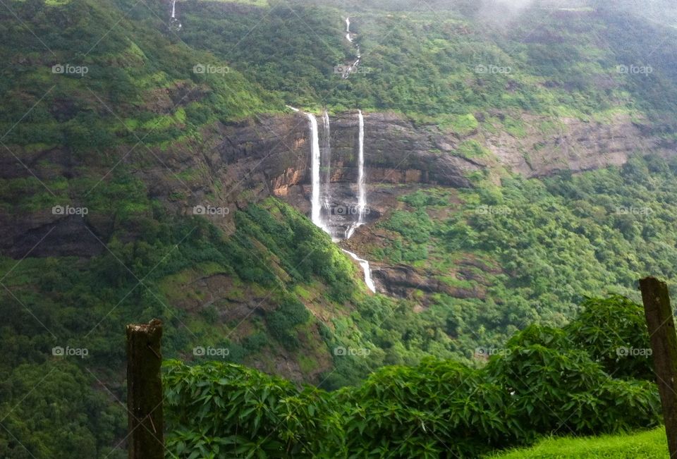 Waterfall on top if a mountain