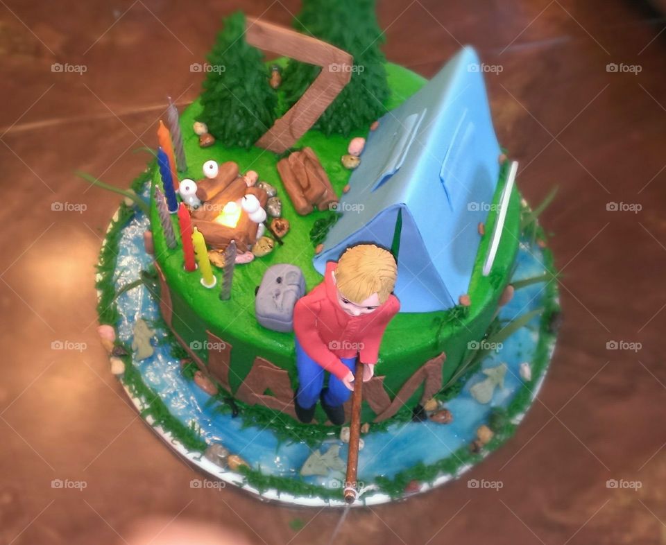 Camping Theme Cake