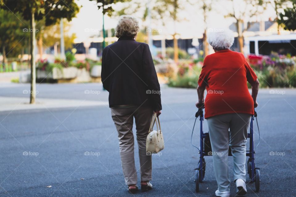 Elderly walking together 