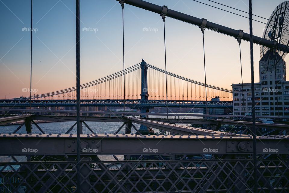 View from the Brooklyn Bridge at sunrise