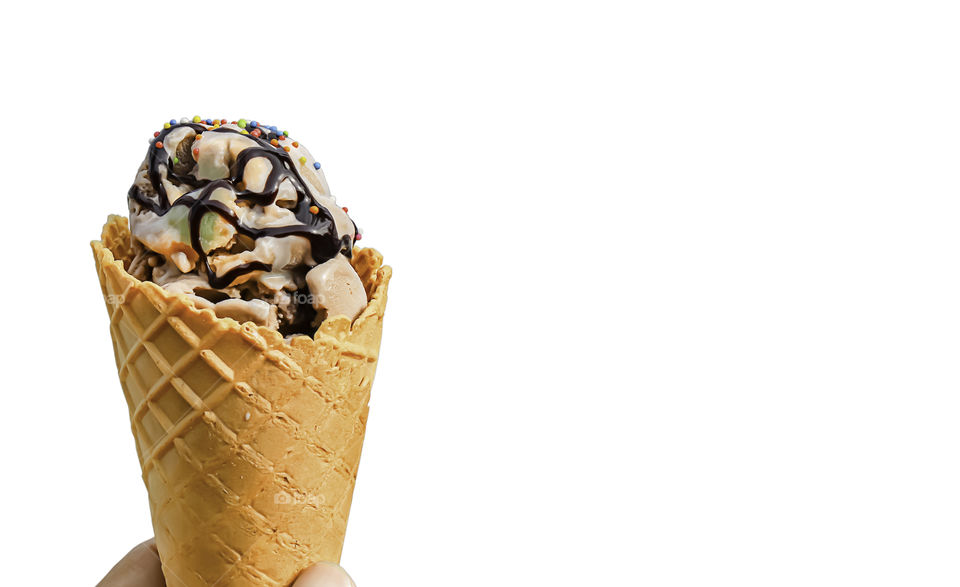 Delicious ice cream on a white background with clipping path