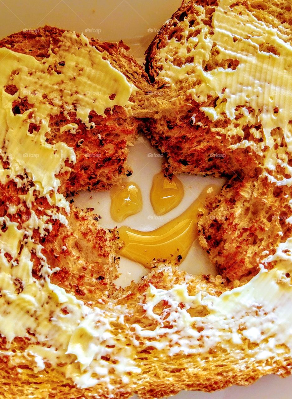Buttered toast with honey