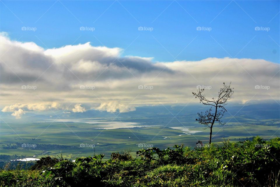 beautiful place. clouds in the mountains.