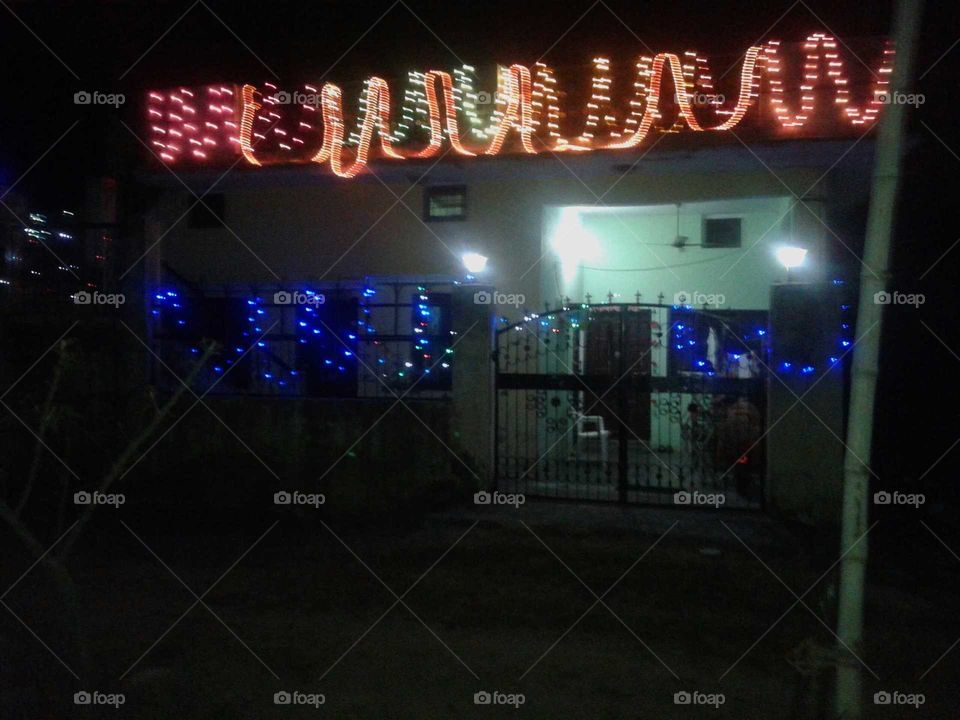 Illuminating house on Deewali festival in India