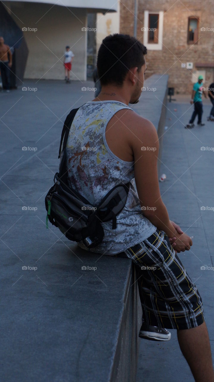 Skaters in the MACBA square. Barcelona 