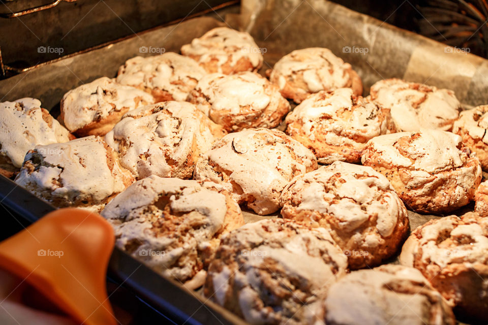 Hot cookies in the oven