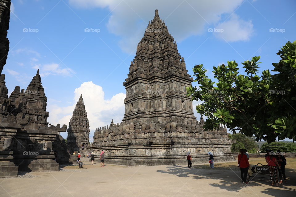 View of the Hindu temple of Prambanan near Jogyakarta, Indonesia, a UNESCO world heritage site.