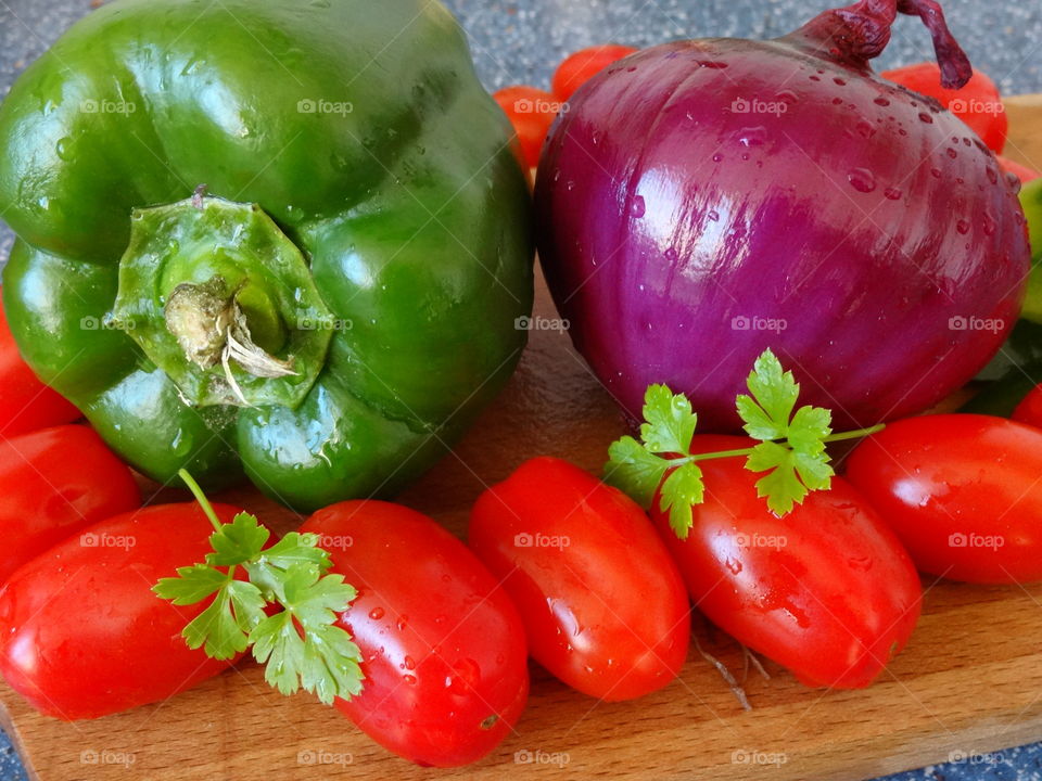 Fresh and colorful salad ingredients