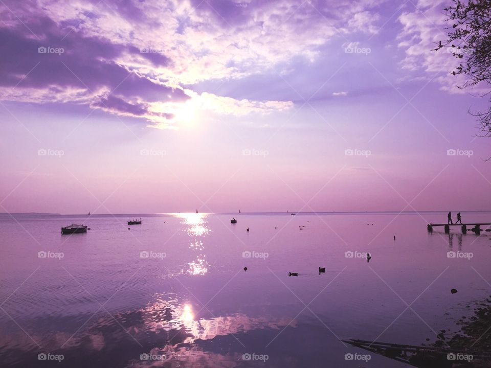 View of sunset against dramatic sky