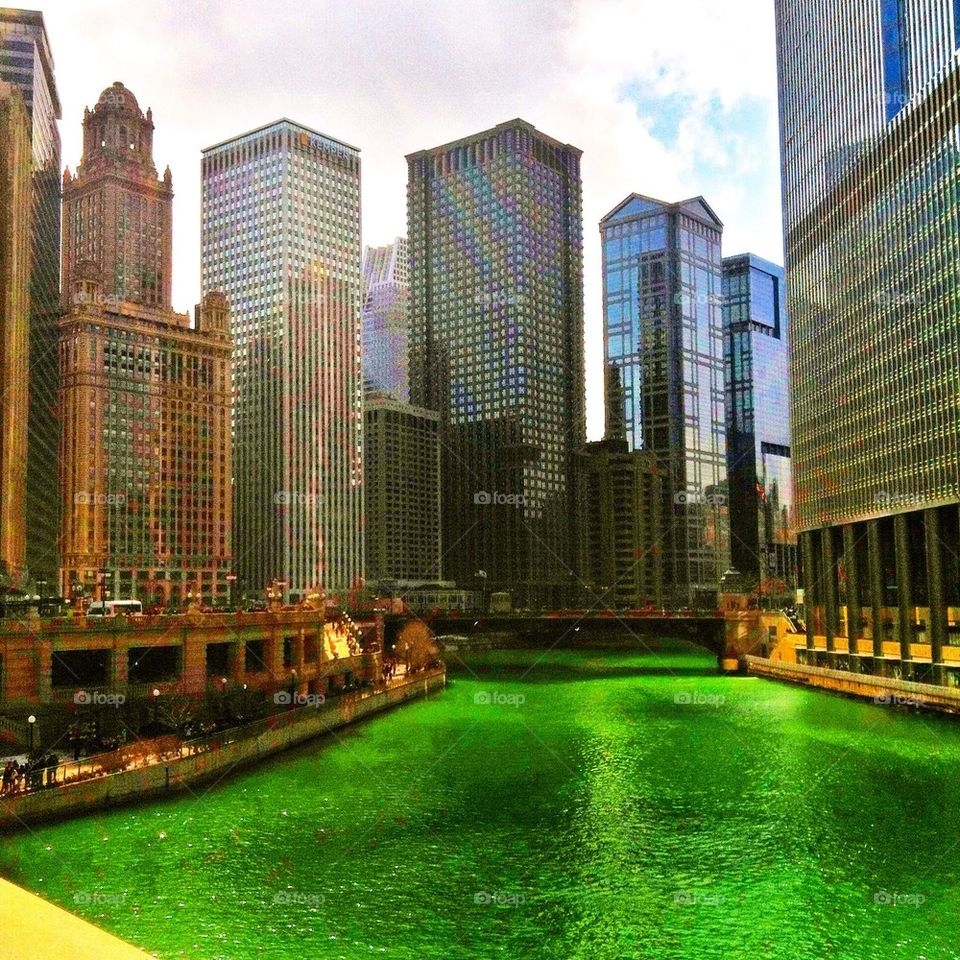 Chicago River on St. Patricks Day
