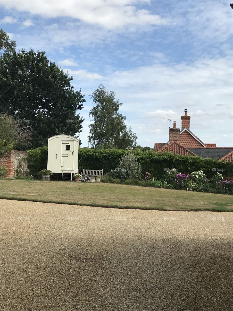 Shepherds hut on a warm summer day