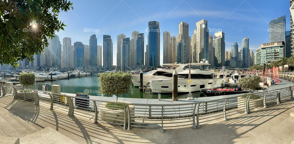 Dubai Marina day Panoramic view 