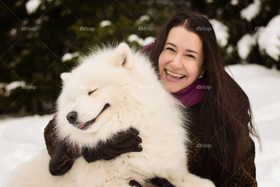 Happy woman with her dog