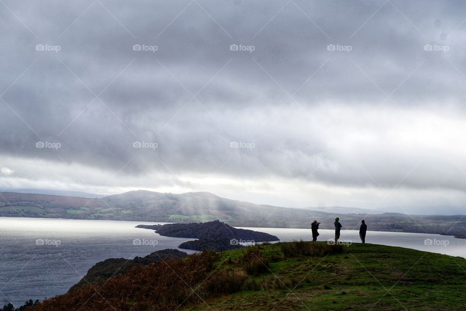 Dramatic dark sky looming over Loch Lomond 